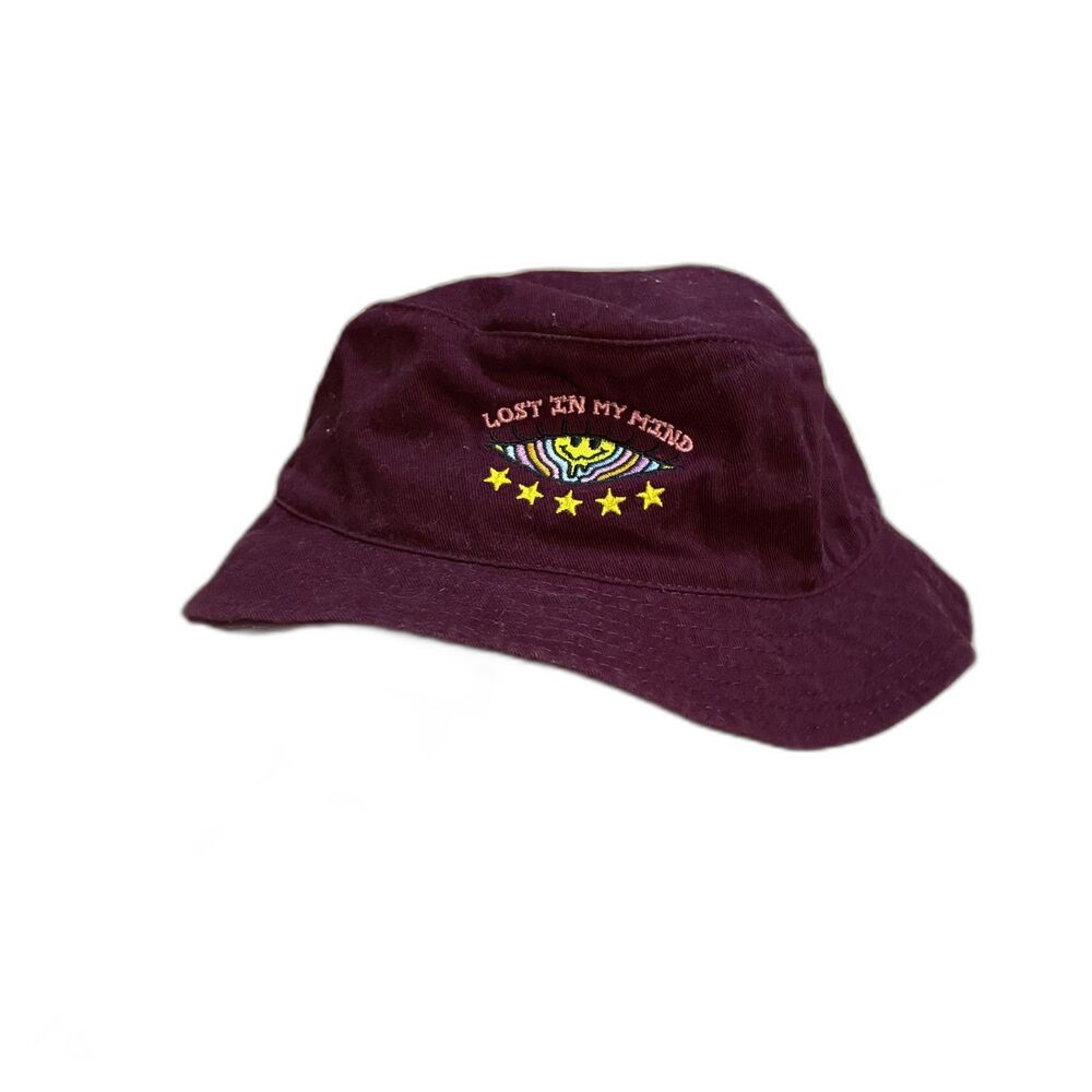 Artist Collective Lost In My Mind Burgundy Psychedelic Bucket Hat Stoner